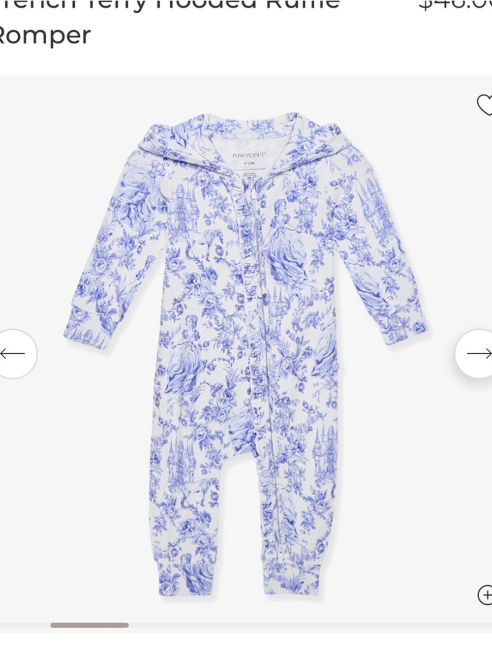 Posh peanut French Terry Hooded Ruffle Romper NWT
